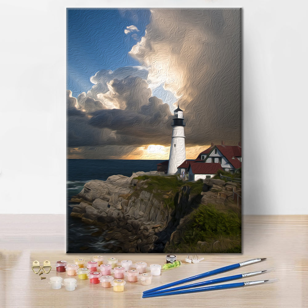 Phare solitaire - Peinture par numéros