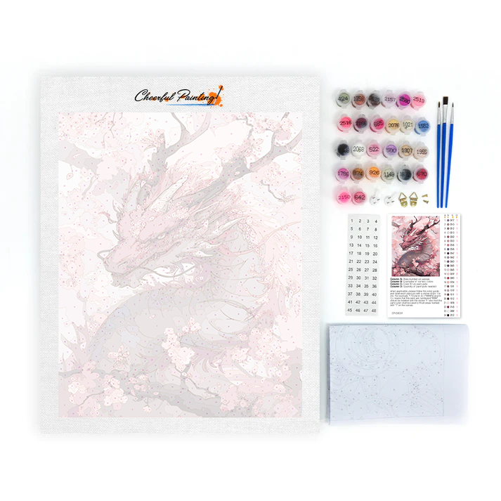 Dragon de fleurs de cerisier - Peinture par numéros