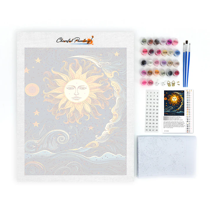 Le soleil et la lune dansent ensemble - Peinture par numéros