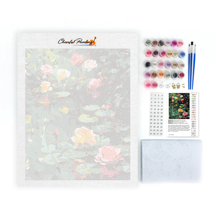 Roses et nénuphars - Peinture par numéros