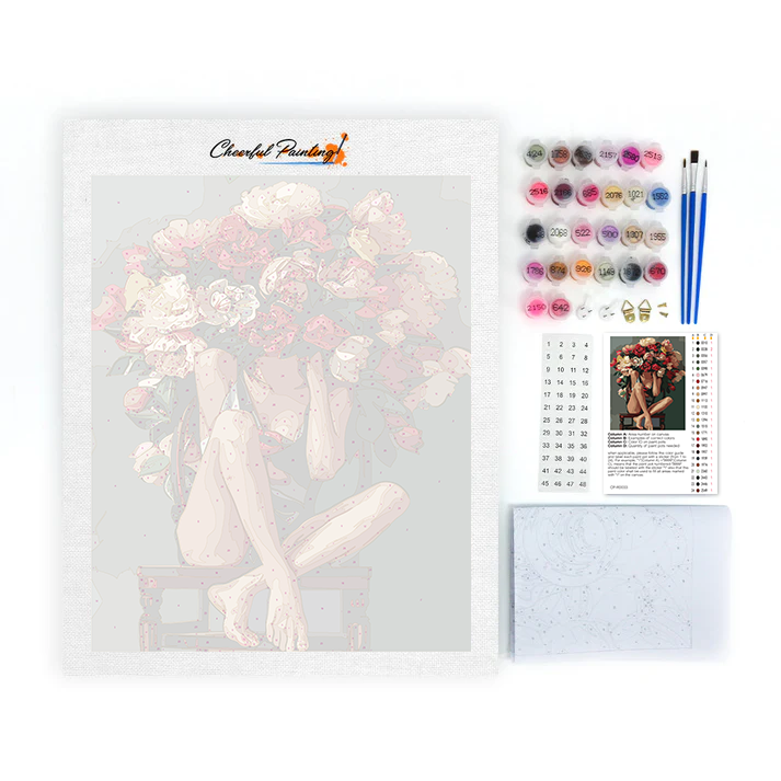 Fille aux fleurs - Peinture par numéros