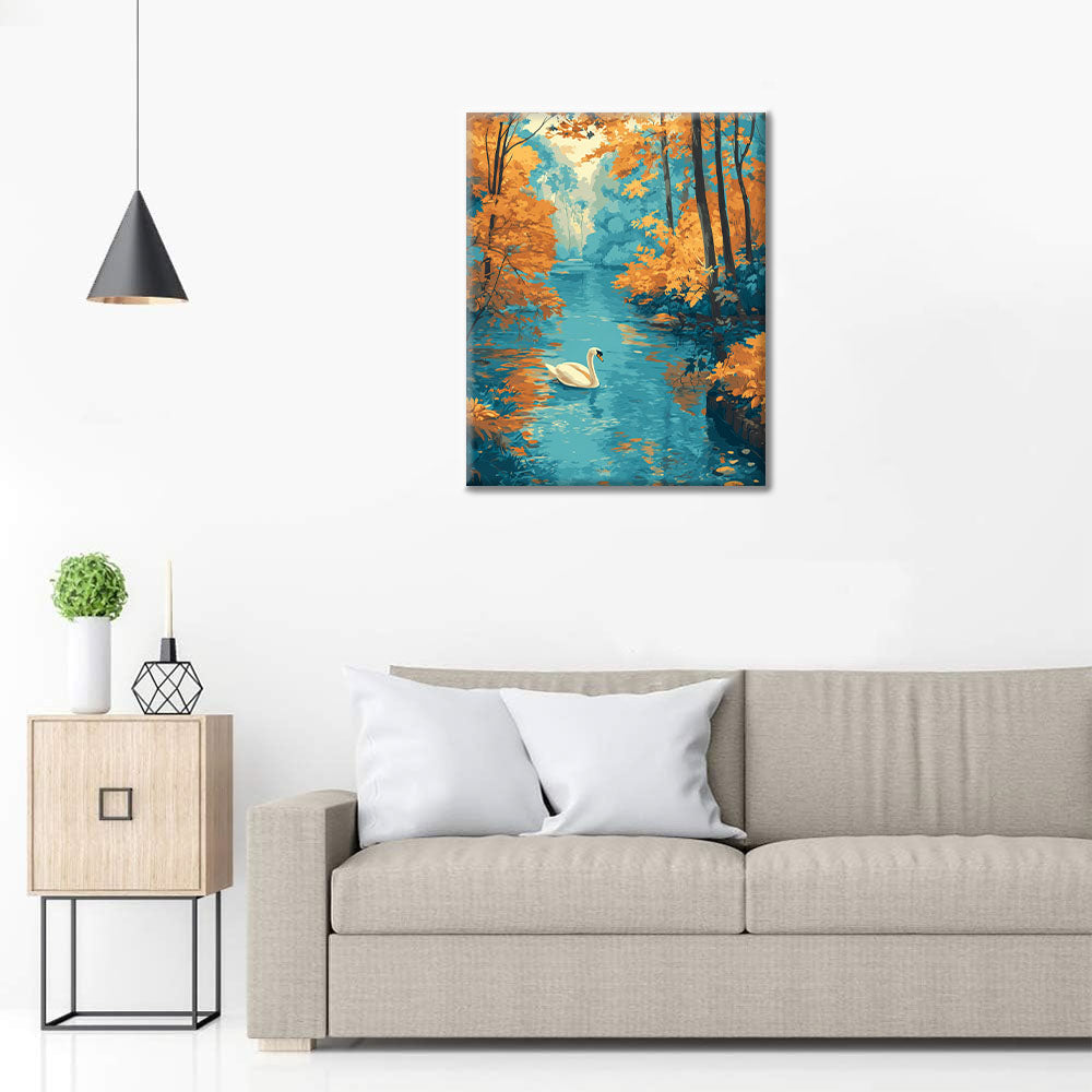 Autumn Swan on the Lake - Paint by Numbers