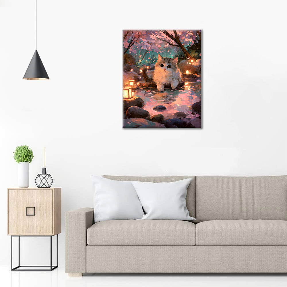 Hot Spring Cat - Paint by Numbers