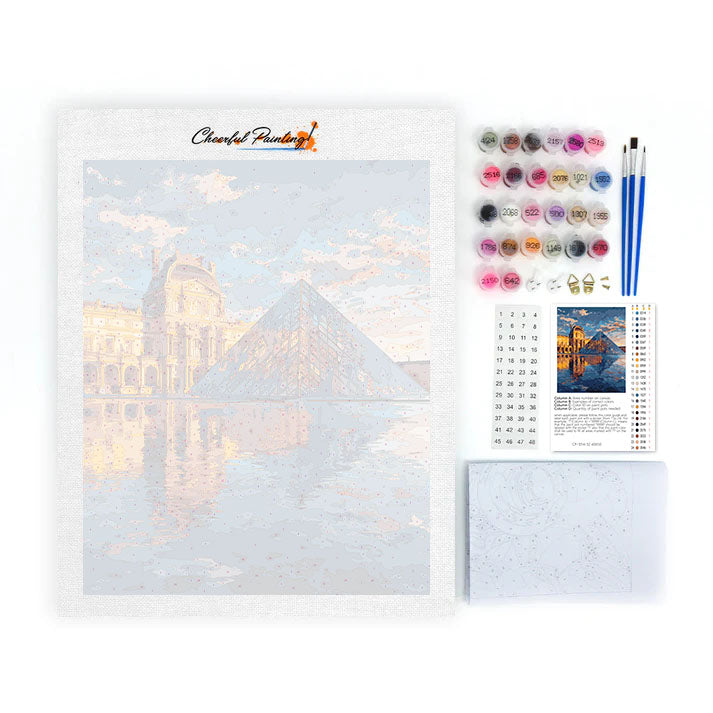 Louvre Pyramid Reflection - Paint by Numbers