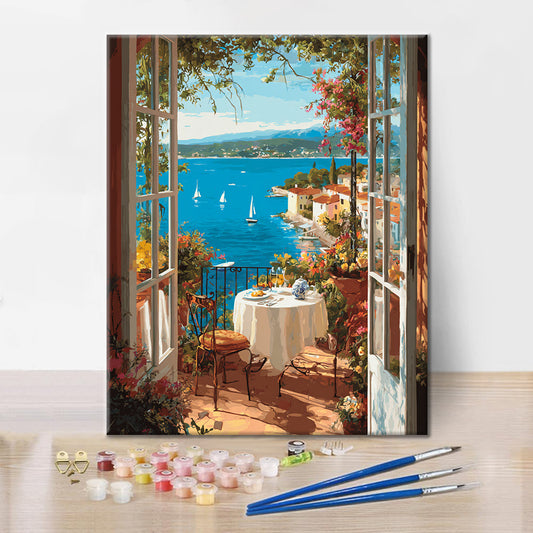 The sea view from the window. - Paint by Numbers