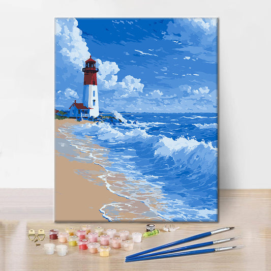 Lighthouse - Waves - Paint by Numbers