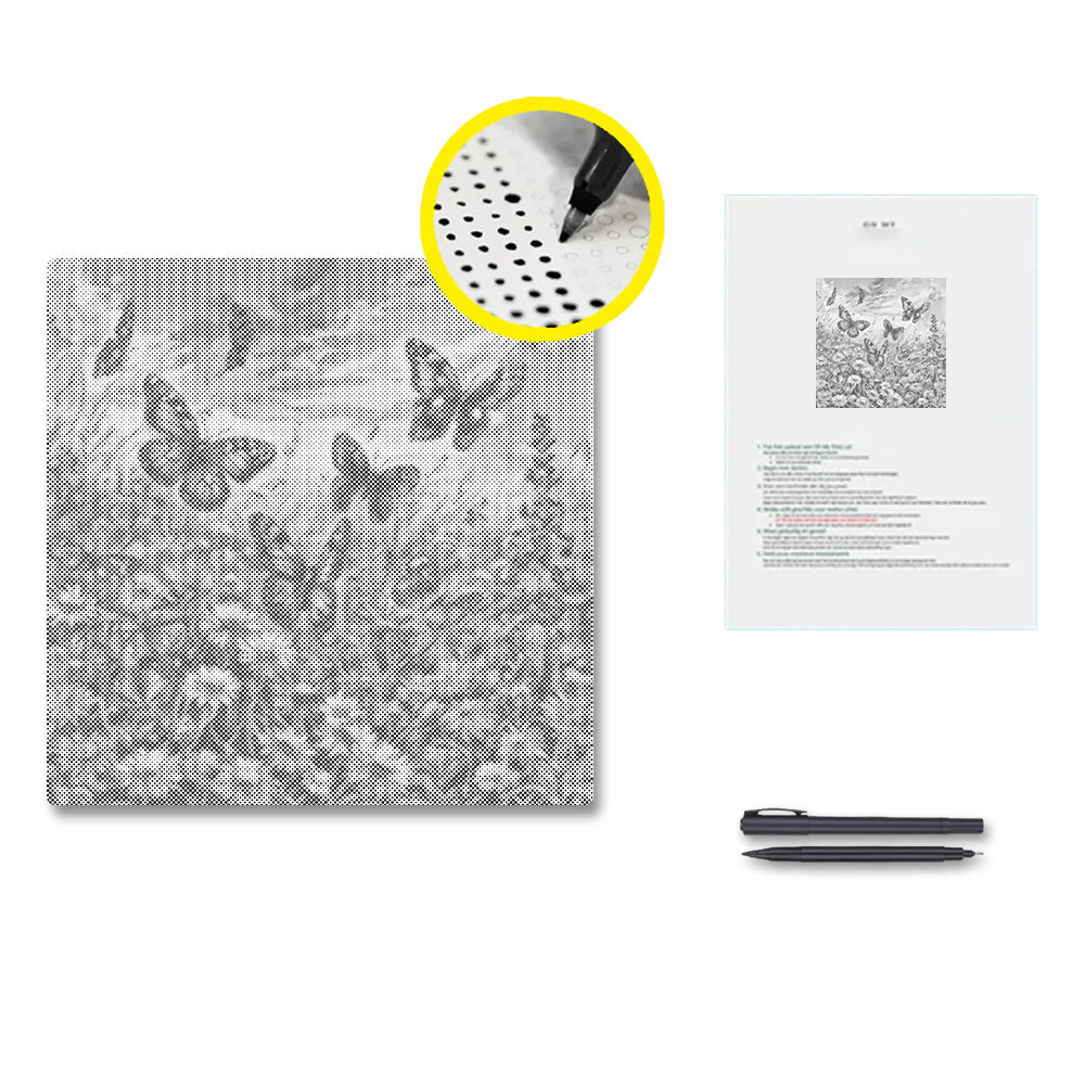 Butterfly In The Flowers - Dot Painting