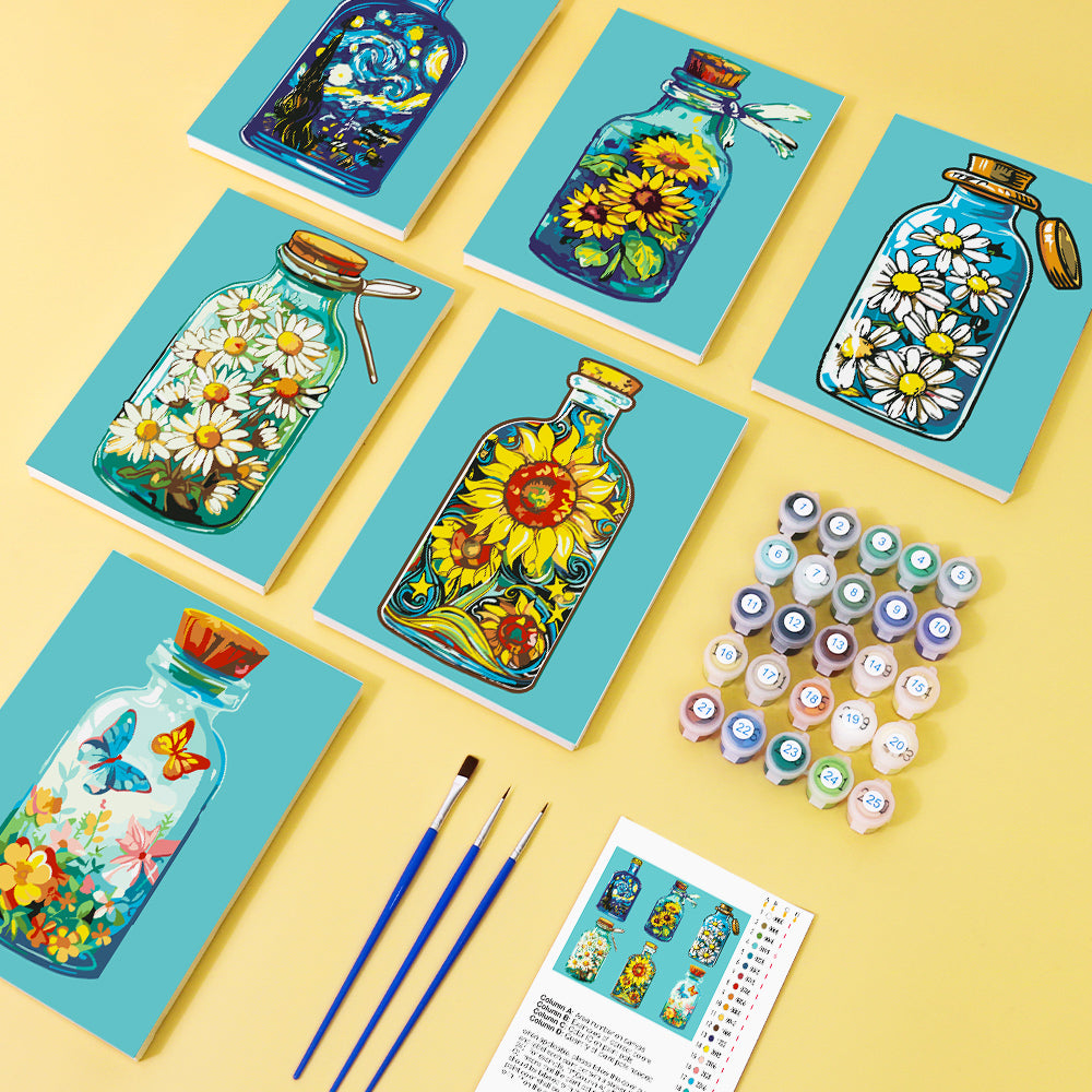 Bottle and flowers (Set of 6)