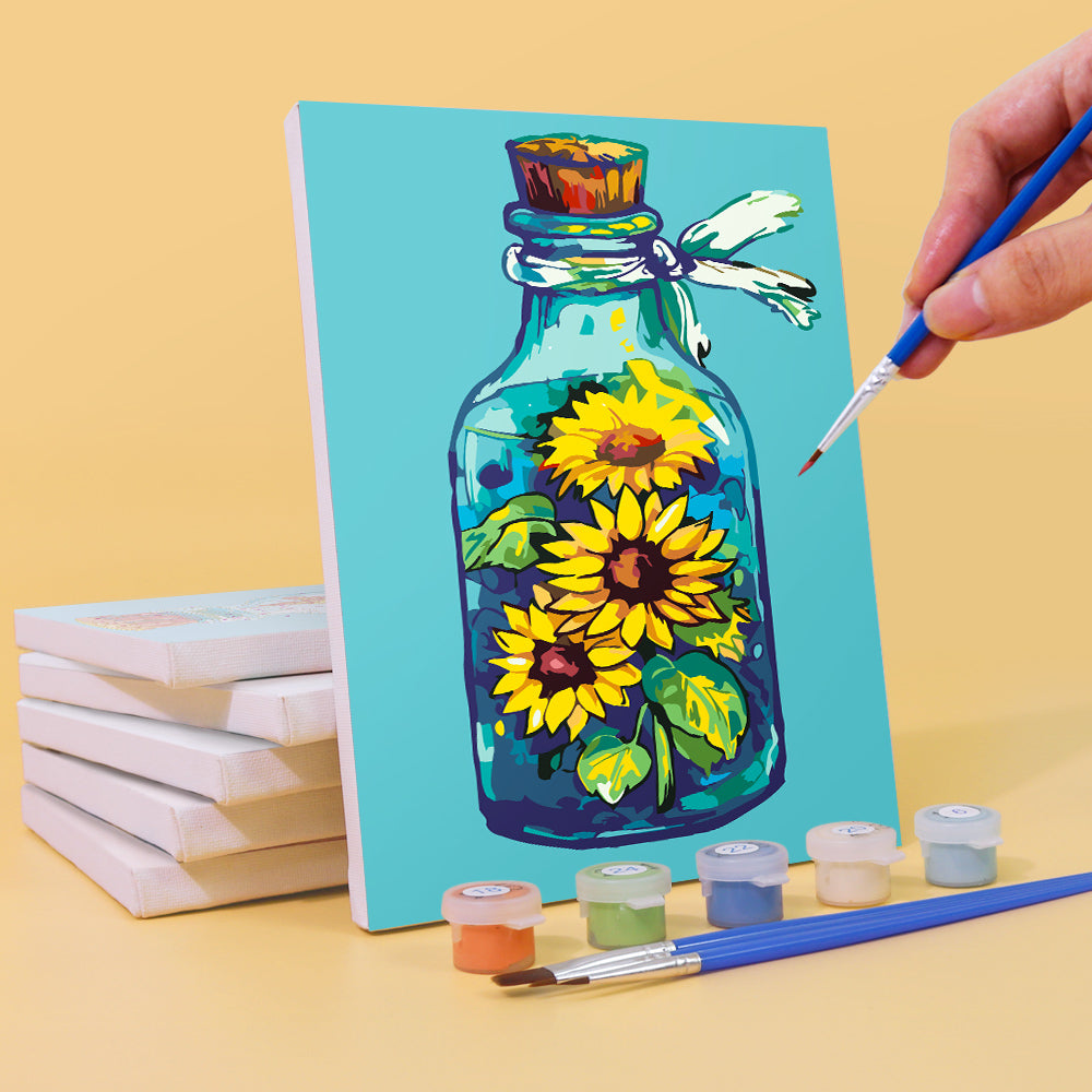 Bottle and flowers (Set of 6)