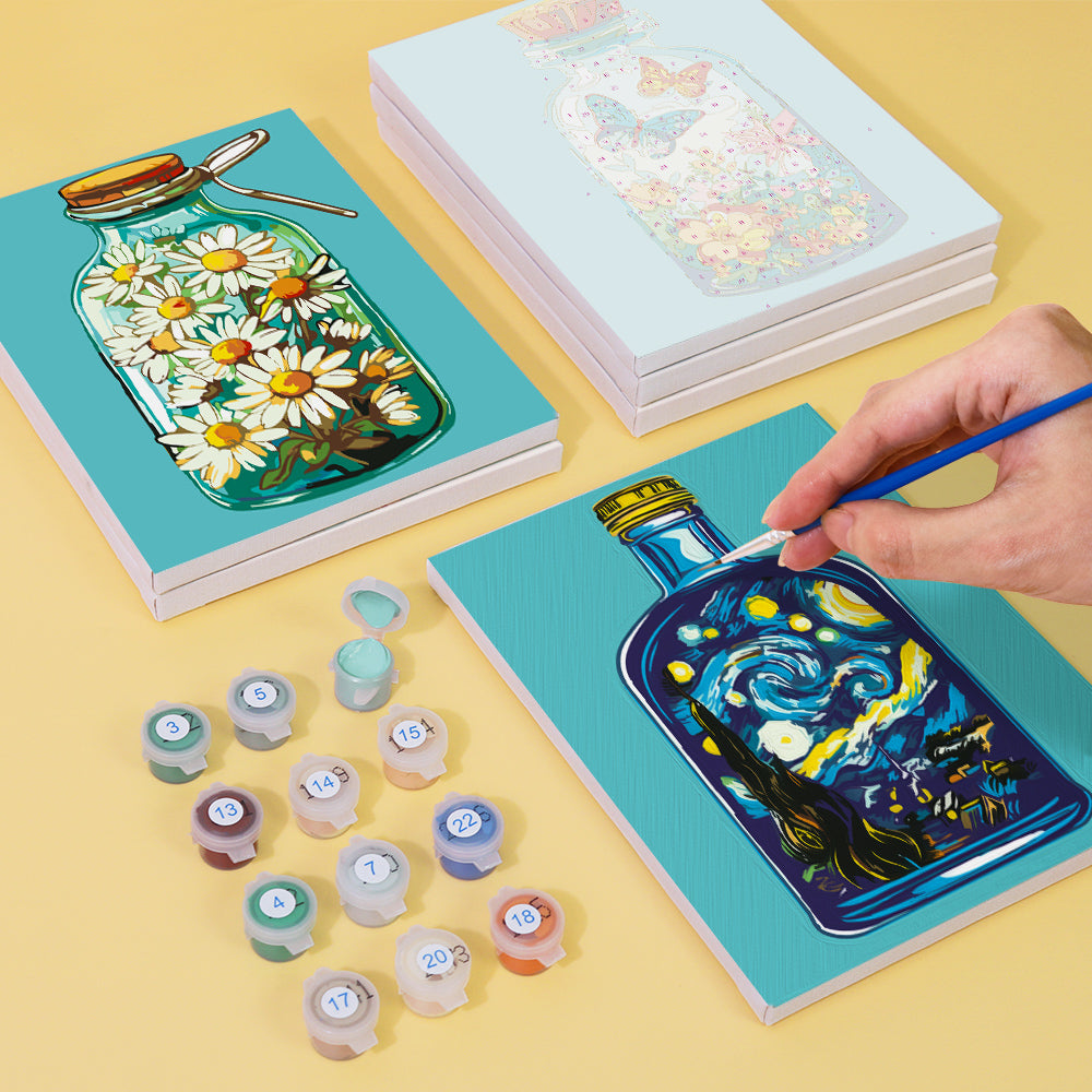 Bottle and flowers (Set of 6)