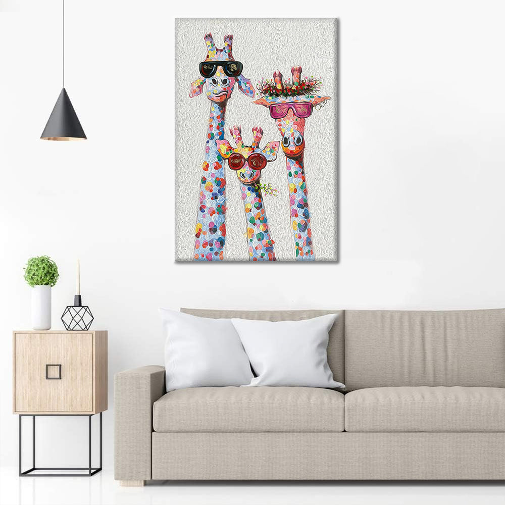 Colorful Abstract Giraffe Family - Paint by Numbers