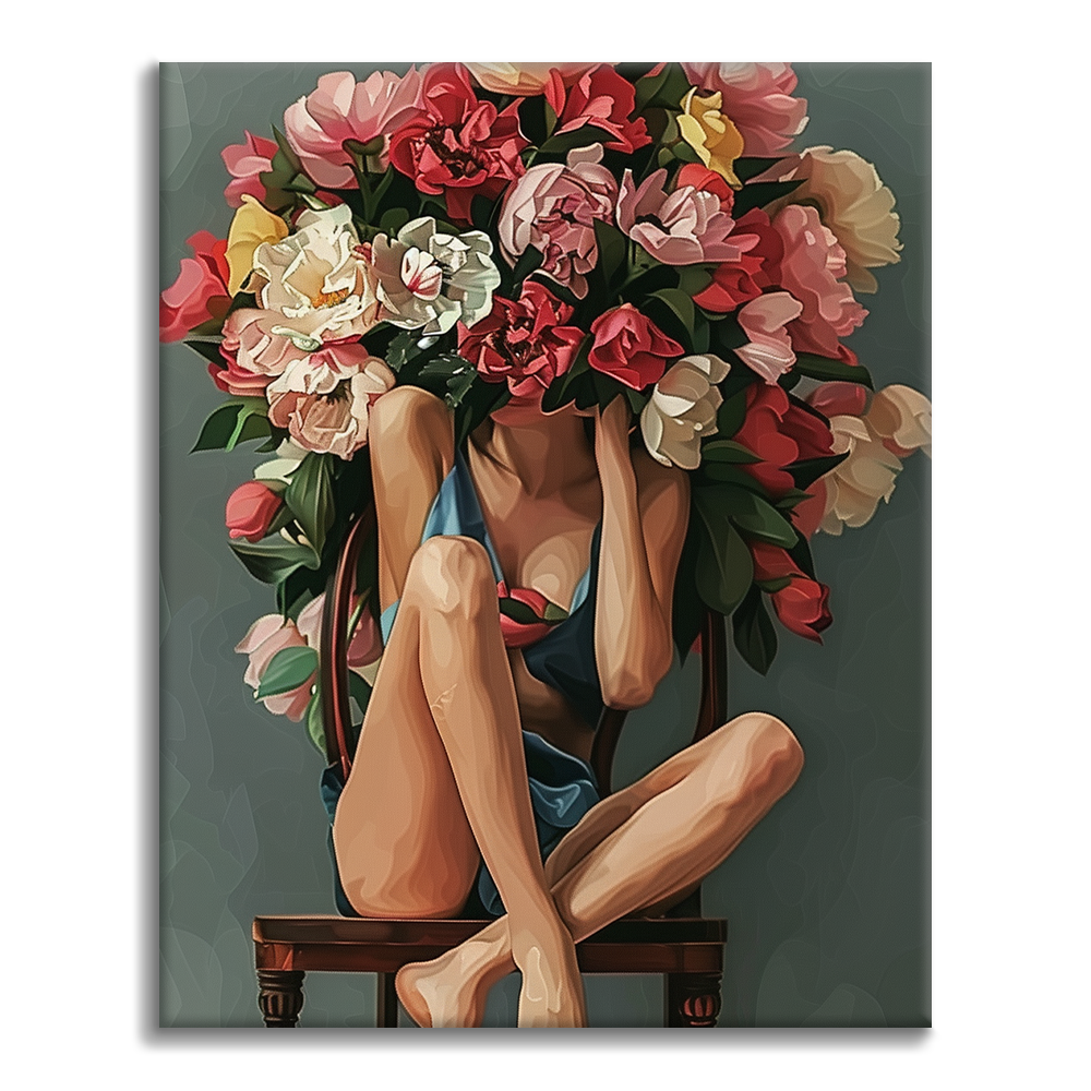 Fille aux fleurs - Peinture par numéros