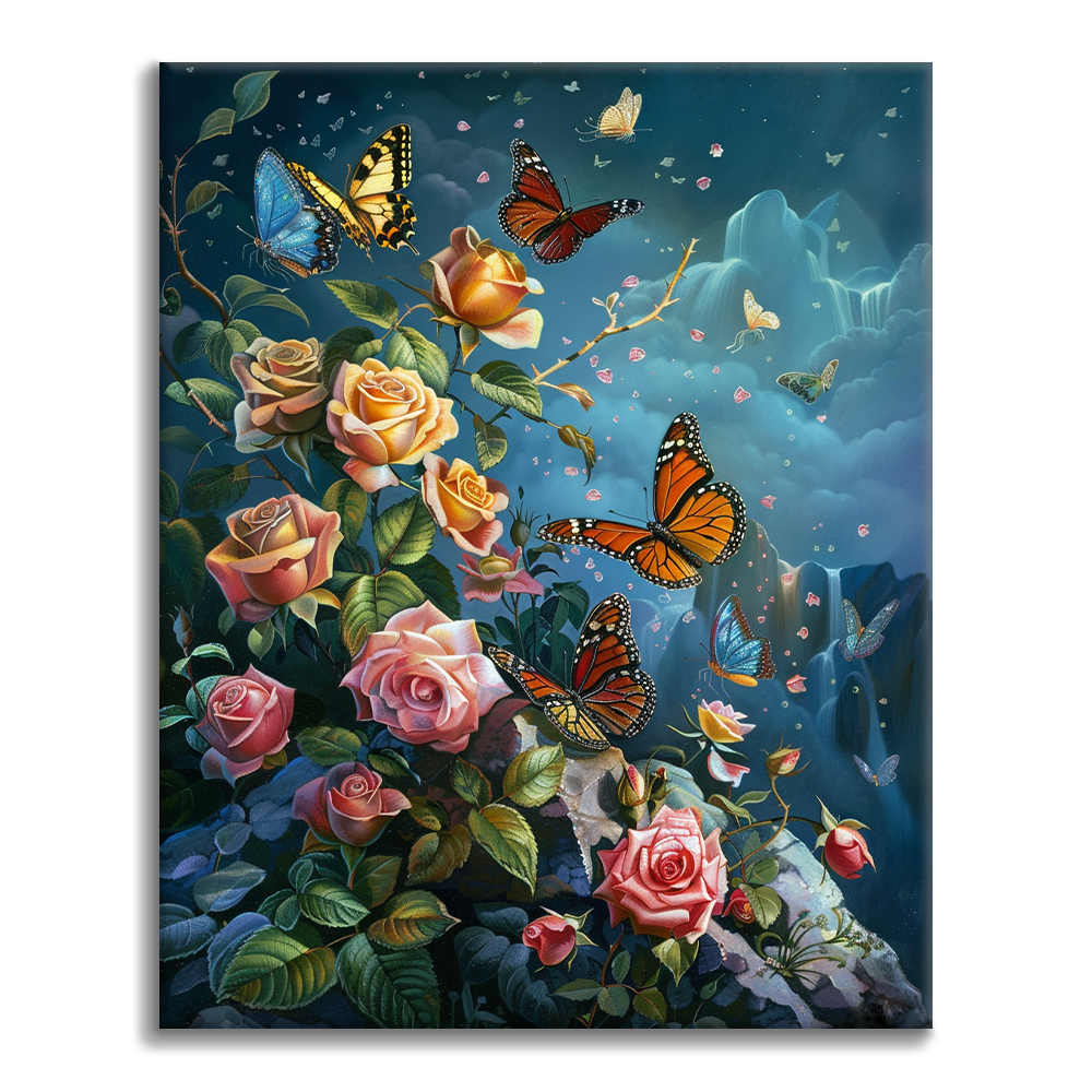 Butterflies and Roses - Paint by Numbers