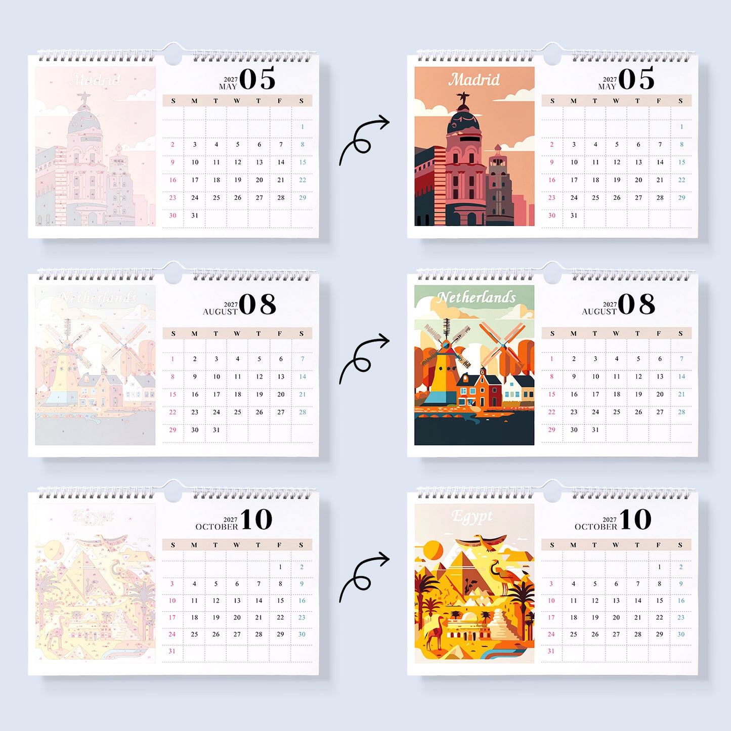 Famous Landmarks Edition - 2027 Paint by Numbers Desk Calenda