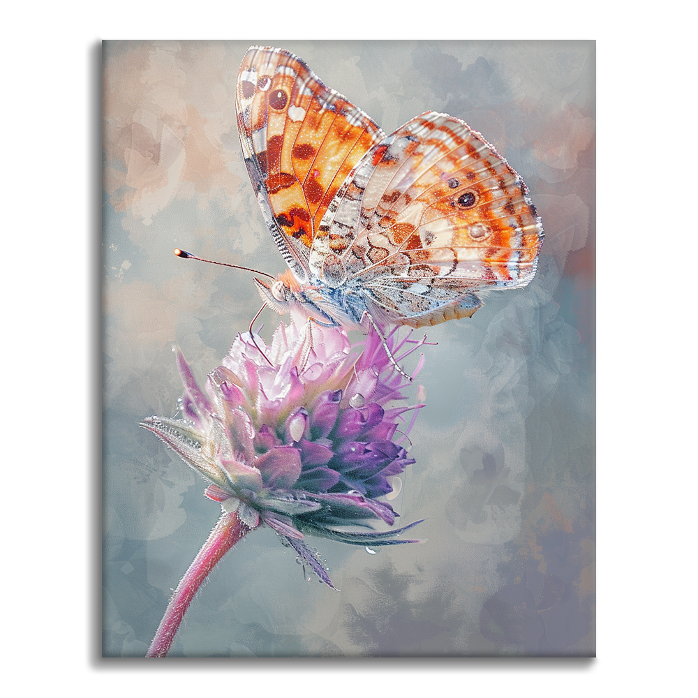 Papillon avec des gouttes de rosée - Peinture par numéros