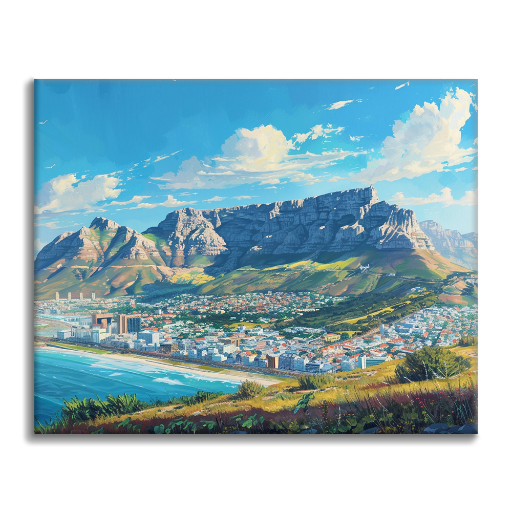 Table Mountain in Cape Town Paint by Numbers Cheerful painting®