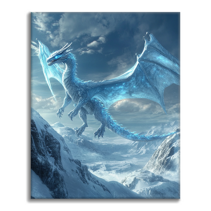 Arctic Ice Dragon in Flight - Paint by Numbers