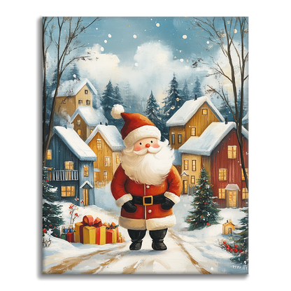 Jolly Santa in a Winter Wonderland - Paint by Numbers