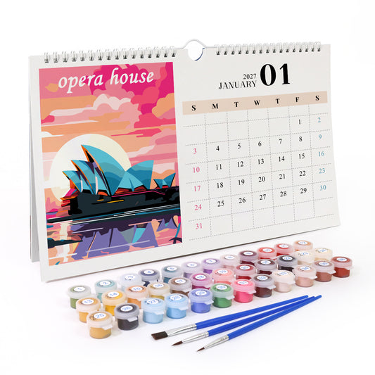 Famous Landmarks Edition - 2027 Paint by Numbers Desk Calenda