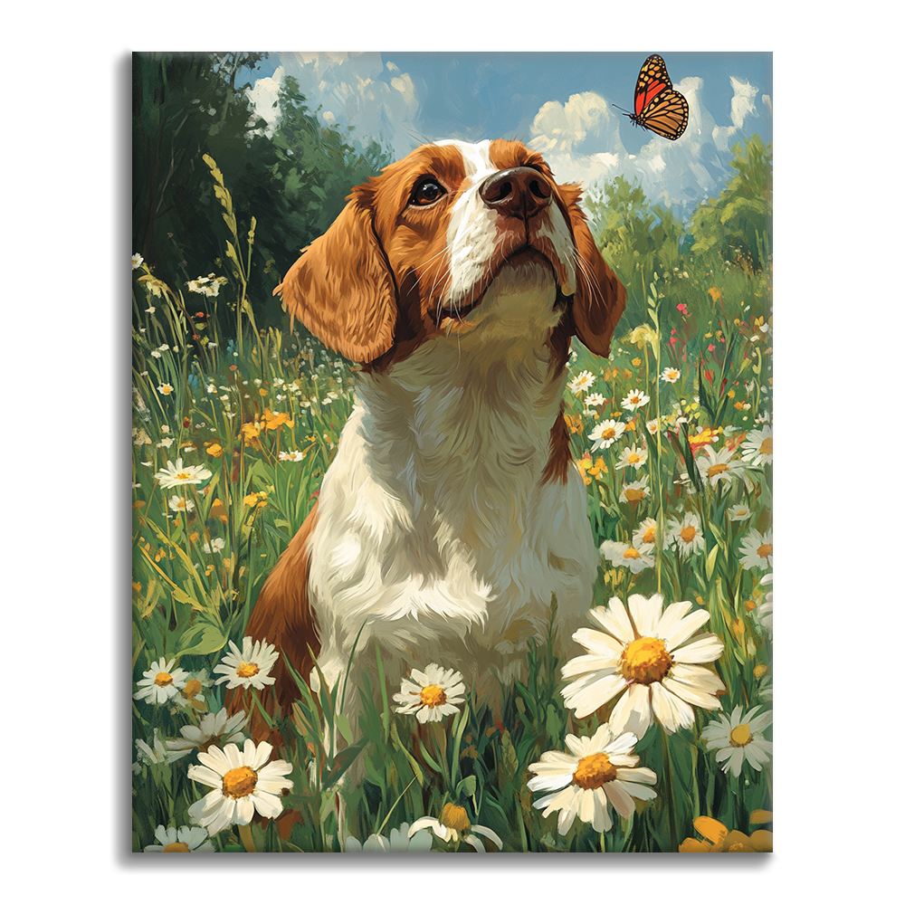 Dog and Butterfly - Paint by Numbers