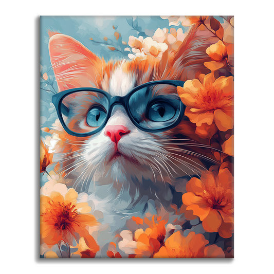 Cat with Glasses - Paint by Numbers