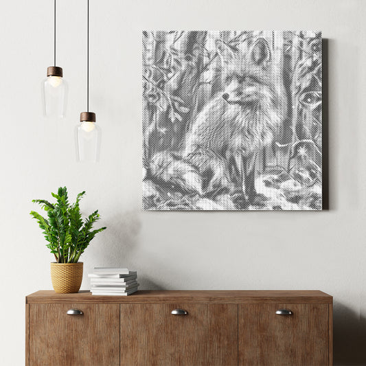 Fox In A Snowy Forest - Dot Painting