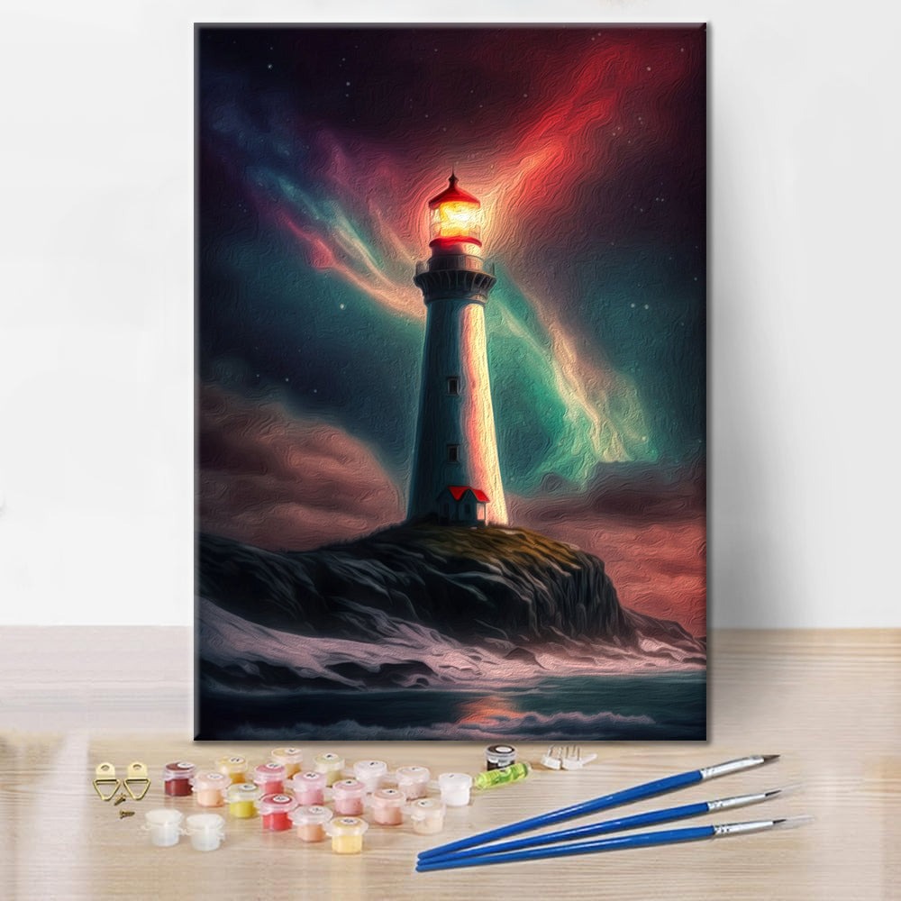 Lighthouse Northern Lights - Paint by Numbers