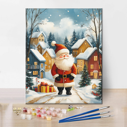 Jolly Santa in a Winter Wonderland - Paint by Numbers