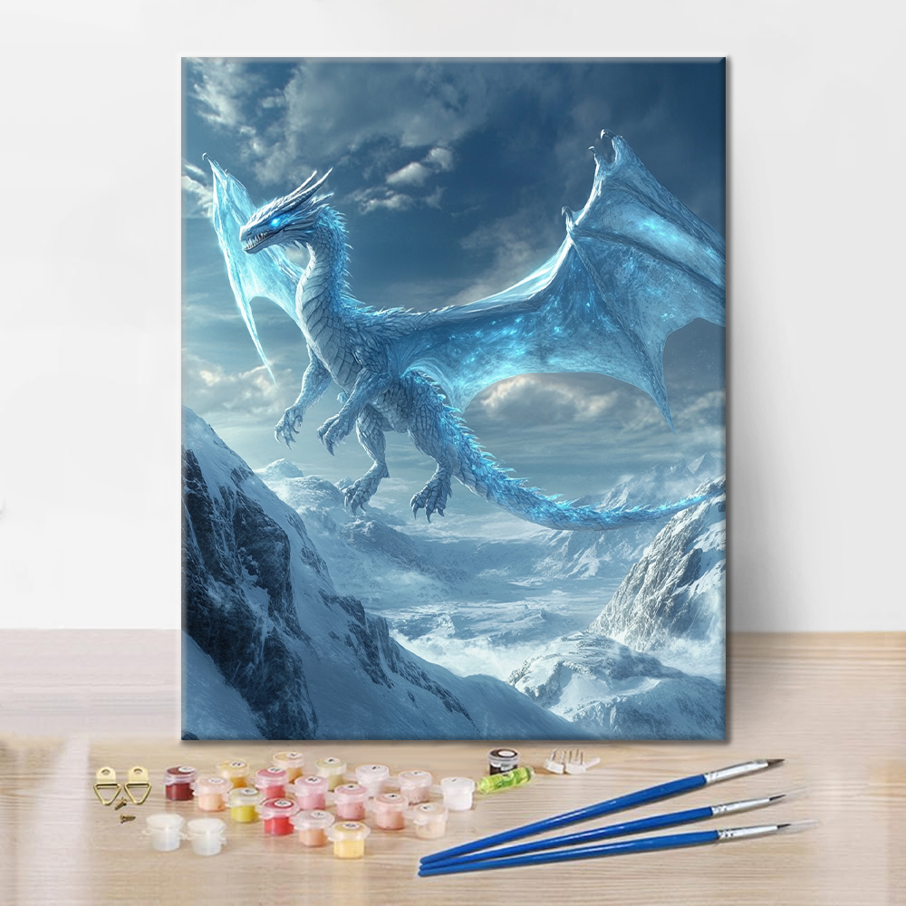 Arctic Ice Dragon in Flight - Paint by Numbers