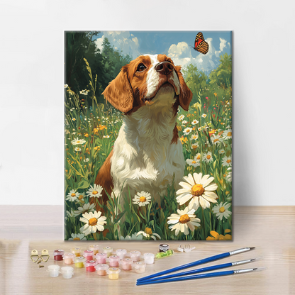 Dog and Butterfly - Paint by Numbers