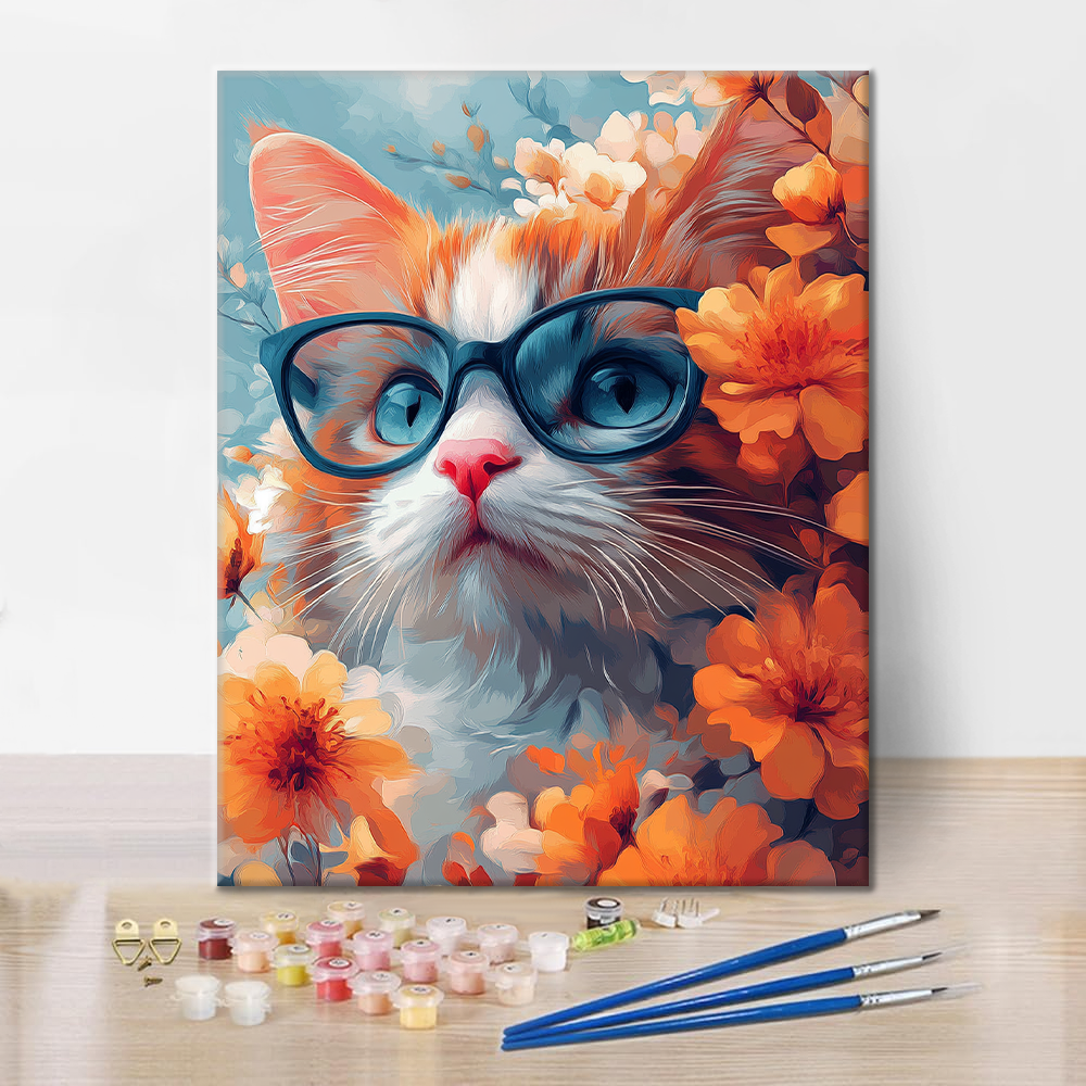 Cat with Glasses - Paint by Numbers