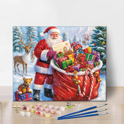 Santa's Gift Bag - Paint by Numbers