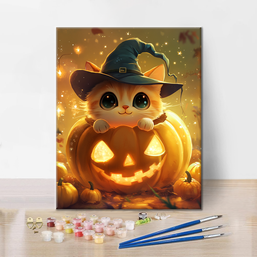 Pumpkin Kitty - Paint by Numbers