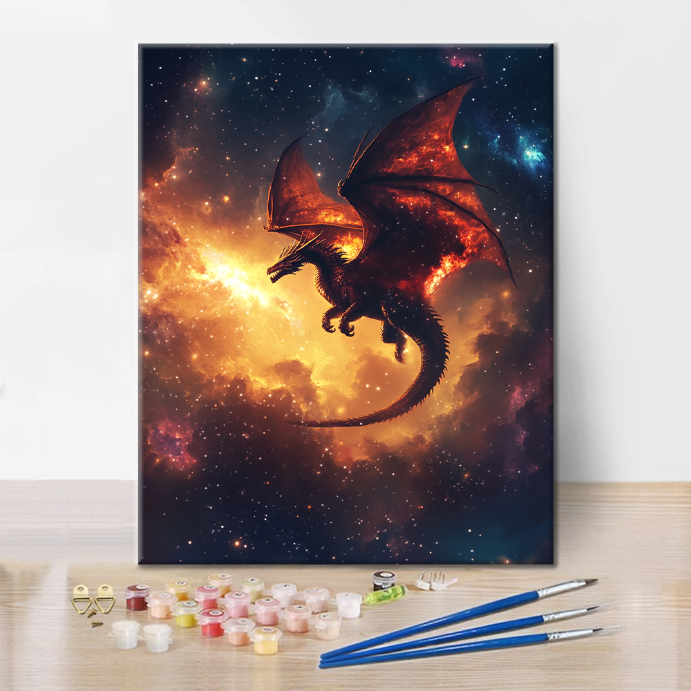 Blazing Cosmic Dragon - Paint by Numbers