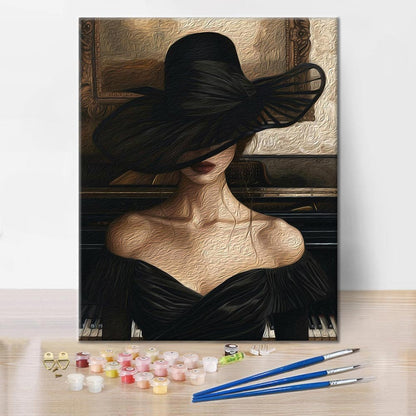 Femme au piano à queue - Peinture par numéros