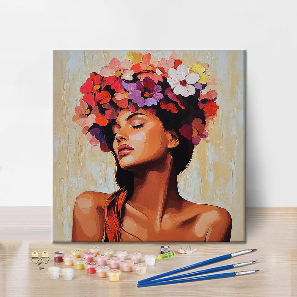 Serene Blooming Woman - Paint by Numbers