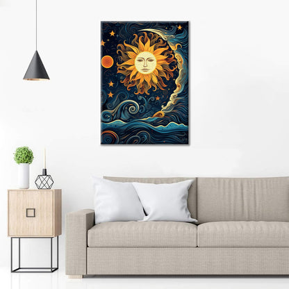 Le soleil et la lune dansent ensemble - Peinture par numéros