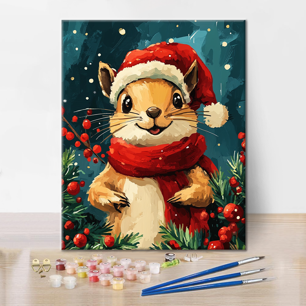 Christmas Squirrel - Paint by Numbers