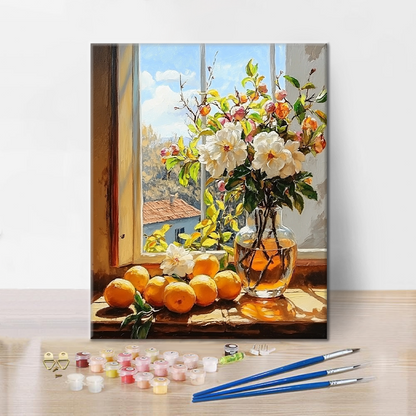 Fruit and Flowers By The Window - Paint by Numbers