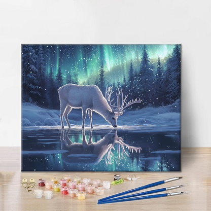 Deer in the Aurora Borealis - Paint by Numbers