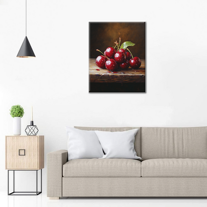 Cherries on Wood - Paint by Numbers