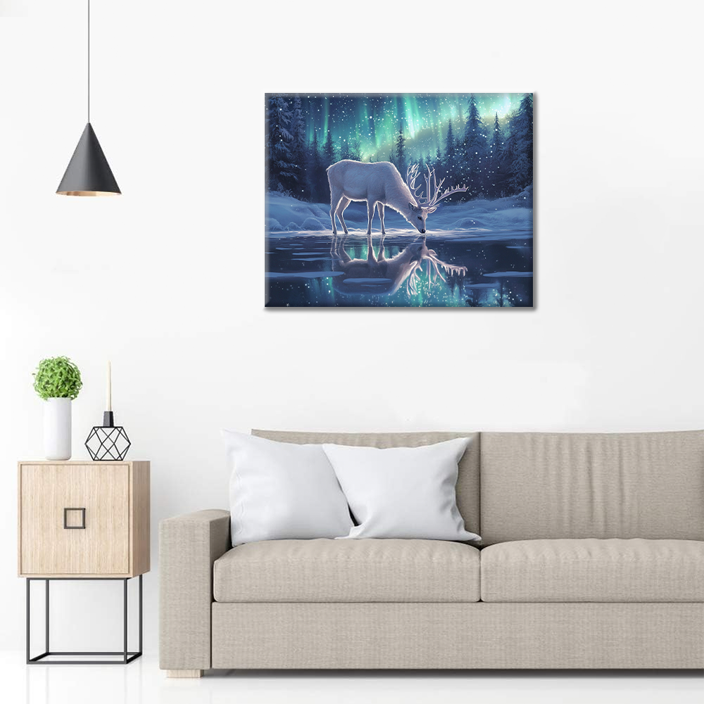 Deer in the Aurora Borealis - Paint by Numbers