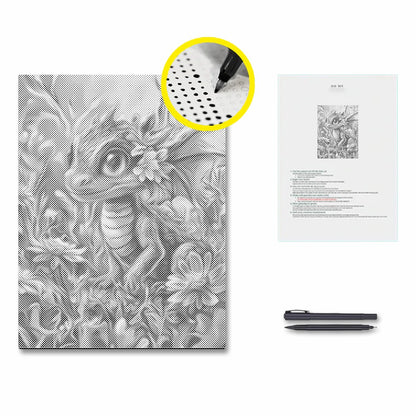Colorful Dragon Amidst Blossoms - Dot Painting