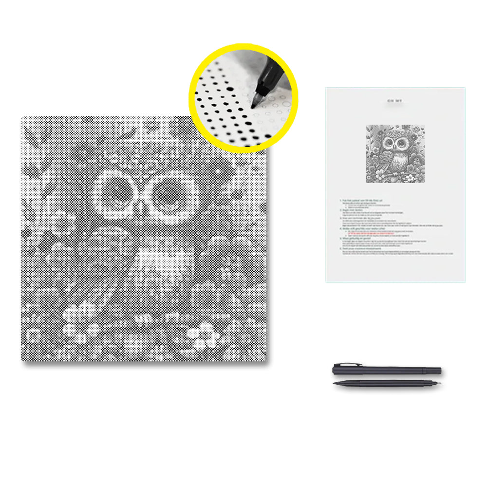 Soft and Cute Baby Owl - Dot Painting