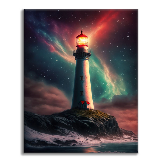 Phare aurores boréales - Peinture par numéros