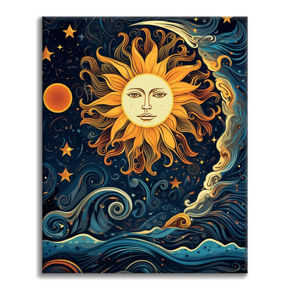 Le soleil et la lune dansent ensemble - Peinture par numéros