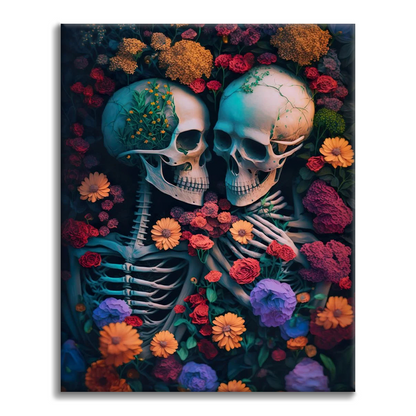 Skeleton Sea of Flowers - Paint by Numbers