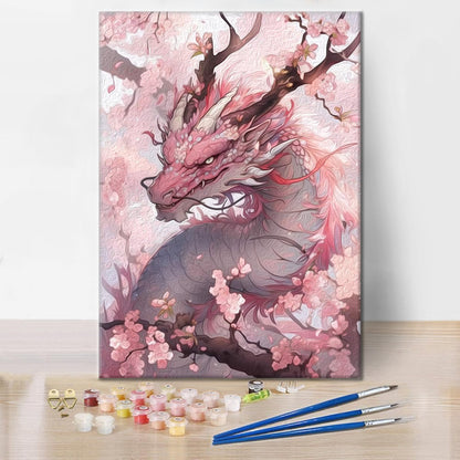 Dragon de fleurs de cerisier - Peinture par numéros