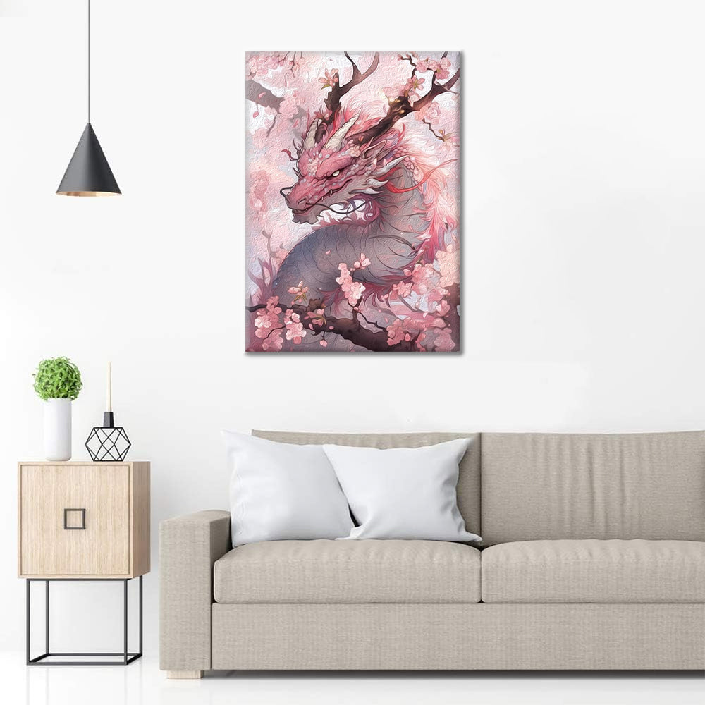 Dragon de fleurs de cerisier - Peinture par numéros