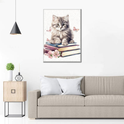 Dernier jour - Clipart de chats mignons avec des livres - Peinture par numéros